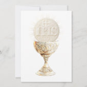 First Communion Eucharist golden angels Invitation (Dos)