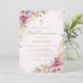First Communion Floral Orchids Invitation (Debout devant)