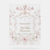 First Communion floral welcome Acryl Bord (Voorkant)
