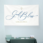 First Communion God Bless Blue banner backdrop (Beurs)