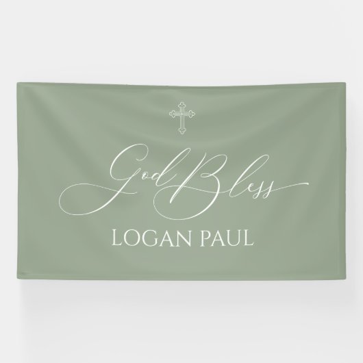 First Communion God Bless Sage banner backdrop  (Horizontaal)