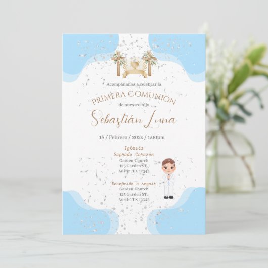 First Communion Invitation Boy (Debout devant)
