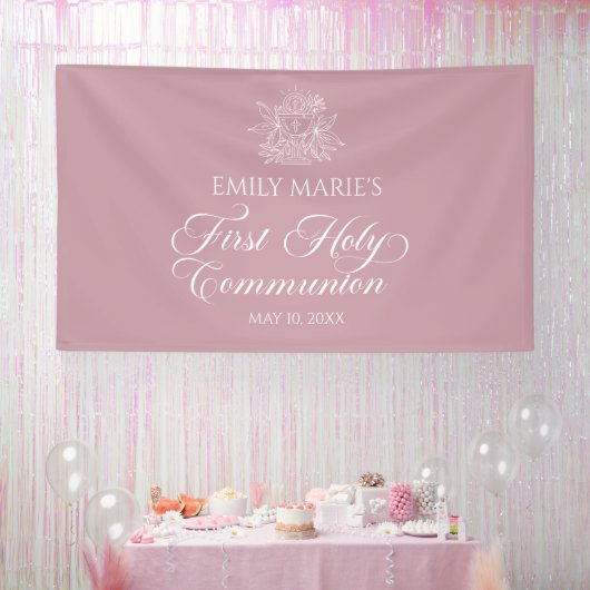 First Communion Mauve banner backdrop (Feest)