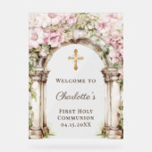First Communion Pink Florals Arch Cross Welcome (Recto)