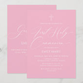 First Communion Pink Invitation (Devant / Derrière)
