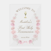 First Communion pink peonies welcome (Recto)