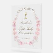 First Communion pink peonies welcome (Angle)