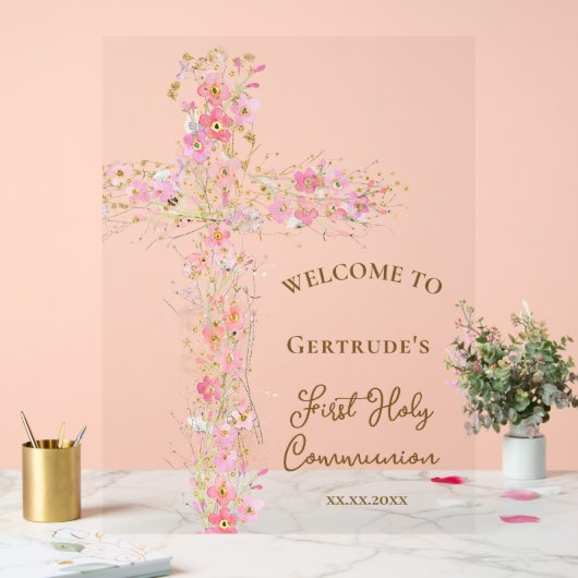 First Communion welcome clear sign Acryl Bord (Huwelijk)