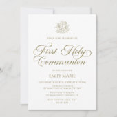 First Communion white and gold Invitation (Devant)