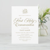 First Communion white and gold Invitation (Debout devant)