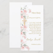 First Comunnion Bookmark Girl Bedankkaart (Voorkant / Achterkant)