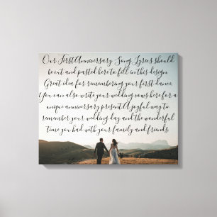First Dance Song Lyrics Jubileum Gift Vow Foto Canvas Afdruk