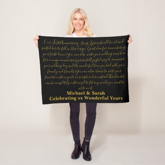 First Dance Song Tekst Jubileum Gift geloften 10th Fleece Deken (In situ)