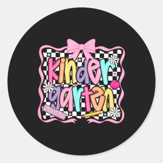 First Day Of Kindergarten Floral Bundle For Teache Ronde Sticker (Voorkant)