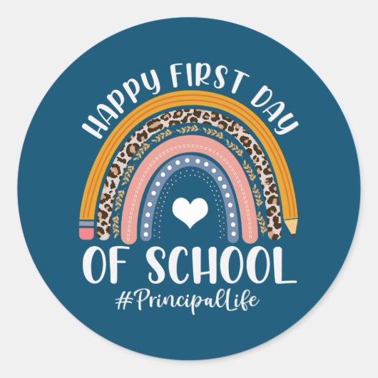 First Day Of Principal Life Back To School Ronde Sticker (Voorkant)