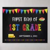 First Day Of School Sign | 1st Grade Poster (Devant)
