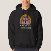 First Day Of Second Grade Leopard Rainbow Kid Back Hoodie (Voorkant)