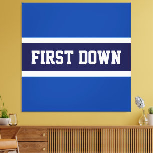 FIRST DOWN Bold Navy Blauw Wit Strepen Canvas Afdruk