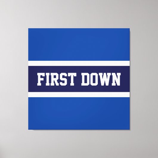FIRST DOWN Bold Navy Royal Blue White Stripes Canvas Afdruk (Voorkant)