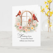 First Easter Without Loved One Cardinal Birds Kaart (Gele Bloem)