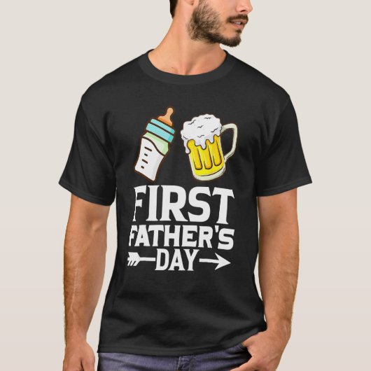 First Father s Day  Beer Baby Bottle Dad Daddy Men T-shirt (Voorkant)