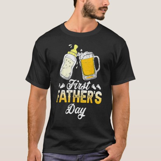 First Father s Day Beer Baby Bottle Daddy 2023 Da T-shirt (Voorkant)