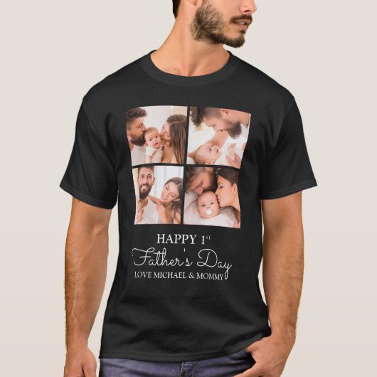  First Fathers Day Fotocollage T-shirt (Voorkant)