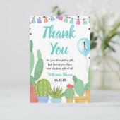 First Fiesta Boy Taco Bout a Party Cactus Birthday Bedankkaart (Staand voorkant)