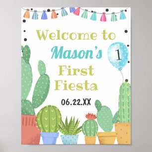 First Fiesta Boy Taco Bout a Party Cactus Birthday Poster
