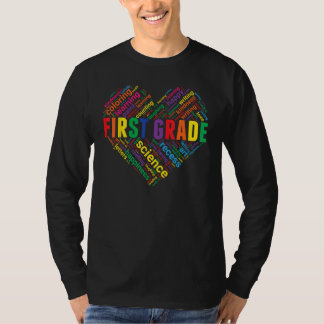 First Grade 1st Grade Teacher Student Heart Back t T-shirt