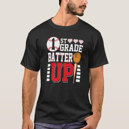 First Grade Back To School 1st Grade Batter Up Bas T-shirt (Voorkant)