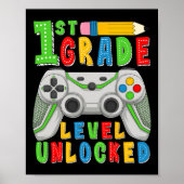 First Grade Level Unlocked Ck To School Gamer Boys Poster (Voorkant)
