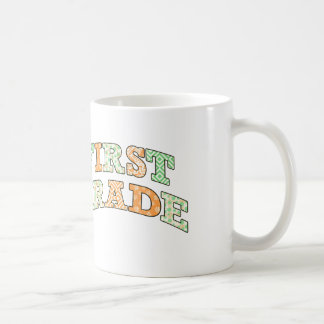 First Grade Retro Custom Name Two-Tone Coffee Mug