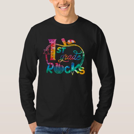 First Grade Rocks Tie Dye 1st Grade Teacher Back T T-shirt (Voorkant)