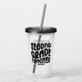 First Grade Teacher Black Typography Design Acryl Drinkbeker (Achterkant)