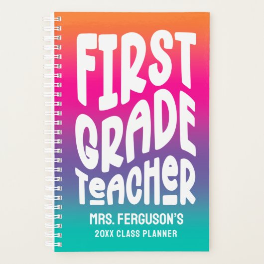 First Grade Teacher Colorful Ombre Planner (Voorkant)