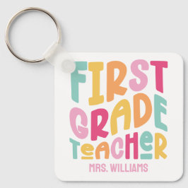 First Grade Teacher Colorful Typography Sleutelhanger