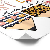 First Grade Teacher Leopard Pencil Happy First Day Poster (Hoek)