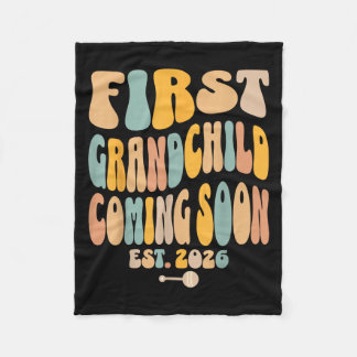 First Granhild Coming Soon 2026 Baby Announcement Fleece Deken
