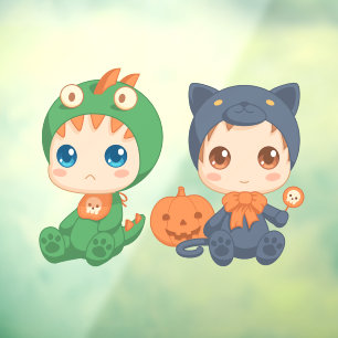 First Halloween Babies Black Cat Dragon Costuum 2 Raamsticker