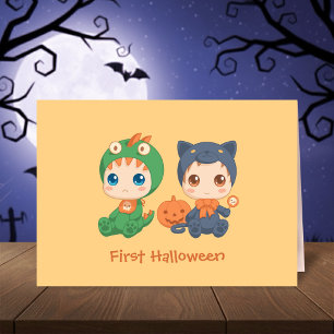 First Halloween Babies Black Cat Dragon Costuum Kaart