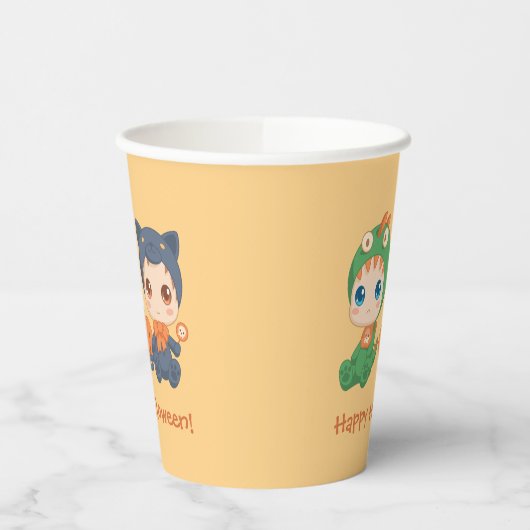 First Halloween Babies Black Cat Dragon Costuum Papieren Bekers (Links)