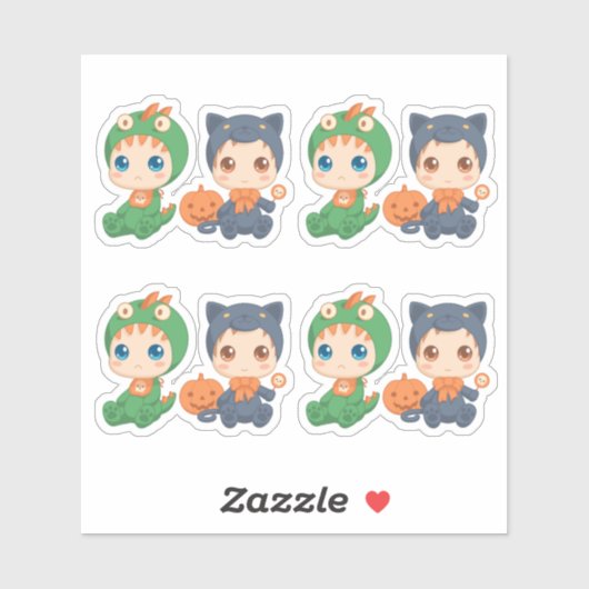 First Halloween Babies Cat Dragon Costume Set 4 Sticker (Vel)