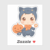 First Halloween Cute Baby Black Cat Costuum Sticker (Vel)