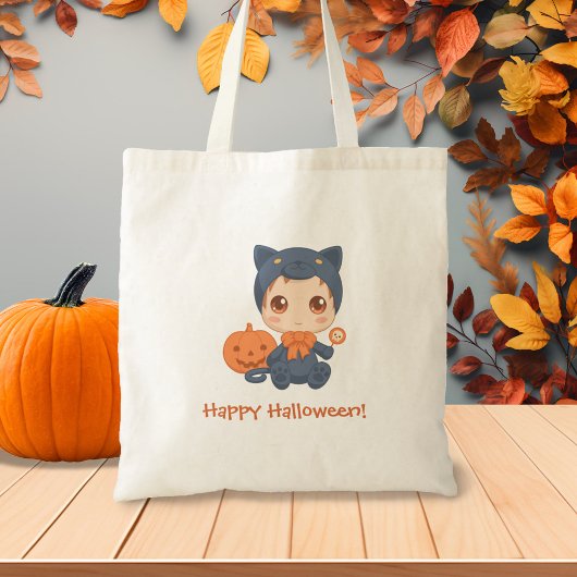 First Halloween Cute Baby Black Cat Costuum Tote Bag