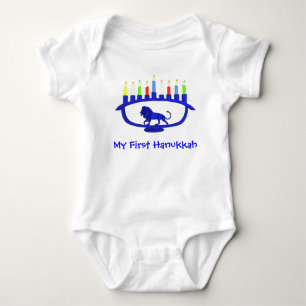 First Hanukkah Lion Menorah Romper