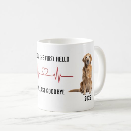 First Hello Last Goodbye Pet Timeline Mug (Devant droit)