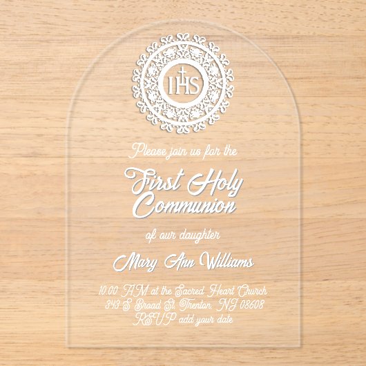 First Holy Communion Acrylic Invitations (Recto)
