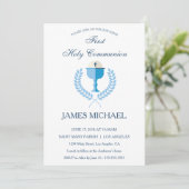 First Holy Communion Boys Blue Invitation (Debout devant)