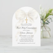 First Holy Communion Coquette Bow Girl Invitation (Debout devant)